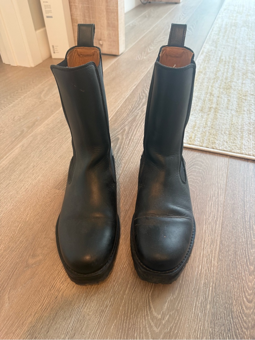 And Other Stories Black Leather Pull-On Boots